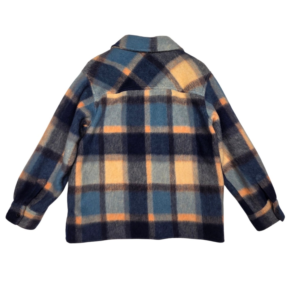 Faherty Plaid Shirt Jacket Womens M Blue Orange Wool Blend Shacket WJK2111-SST - Picture 2 of 8